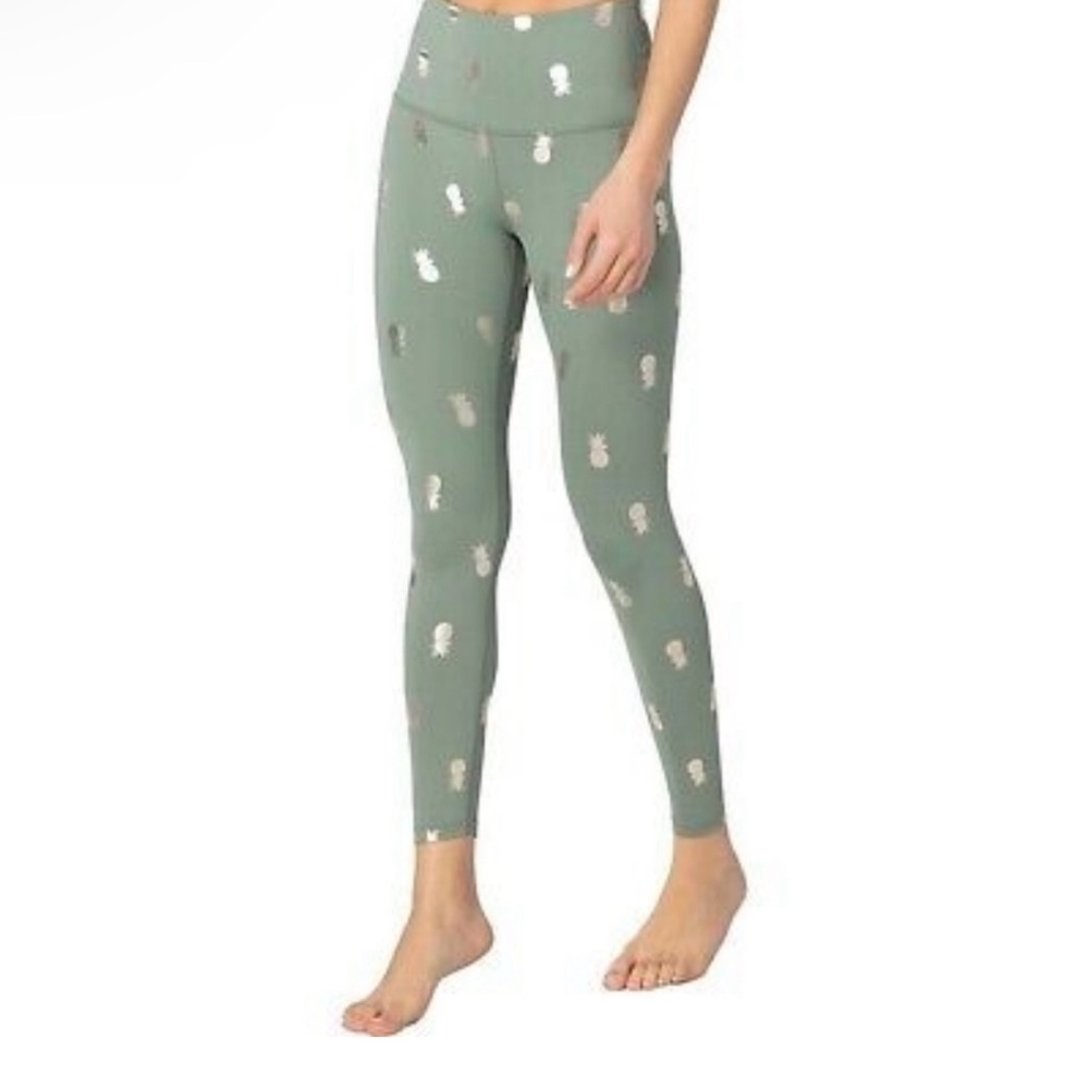 Beyond Yoga X Revolve Pineapple High Waisted MIDI Legging in Green & Silver